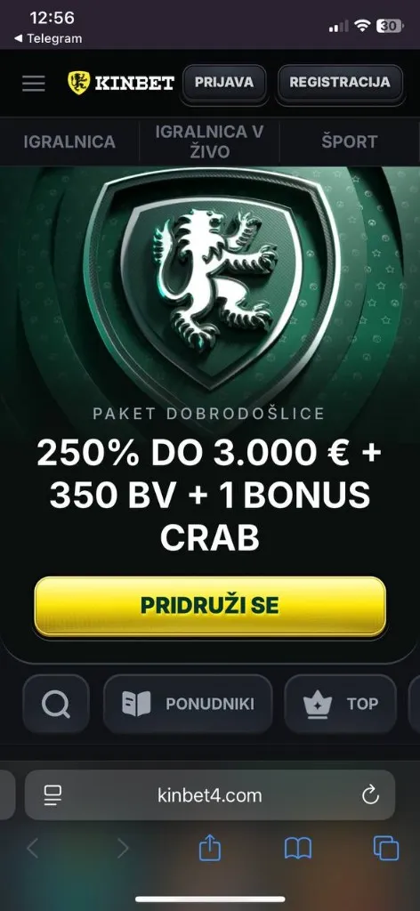 Kinbet mobilni pogled 1